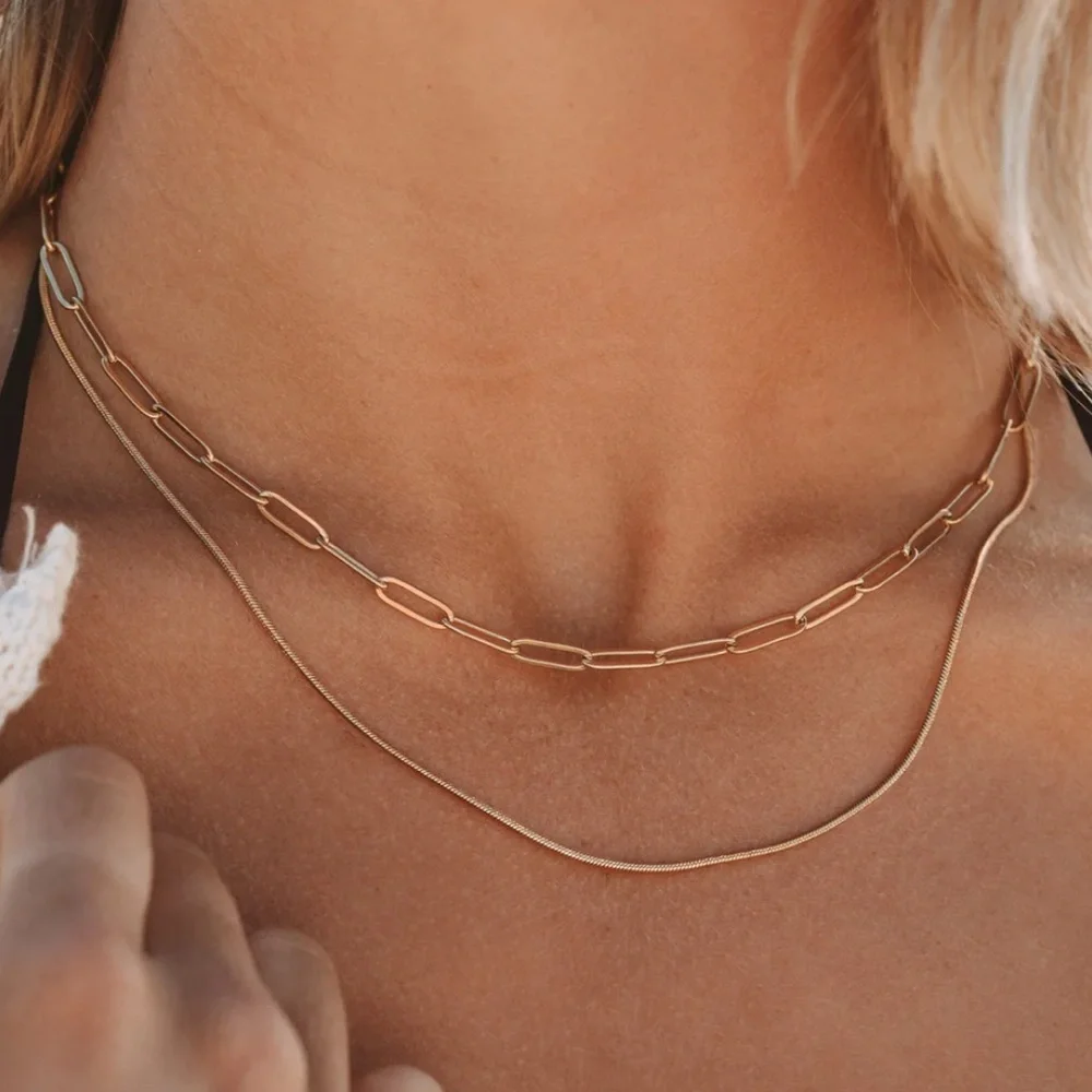 Atolea Melrose Layered Gold Necklace - Picture 2 of 5